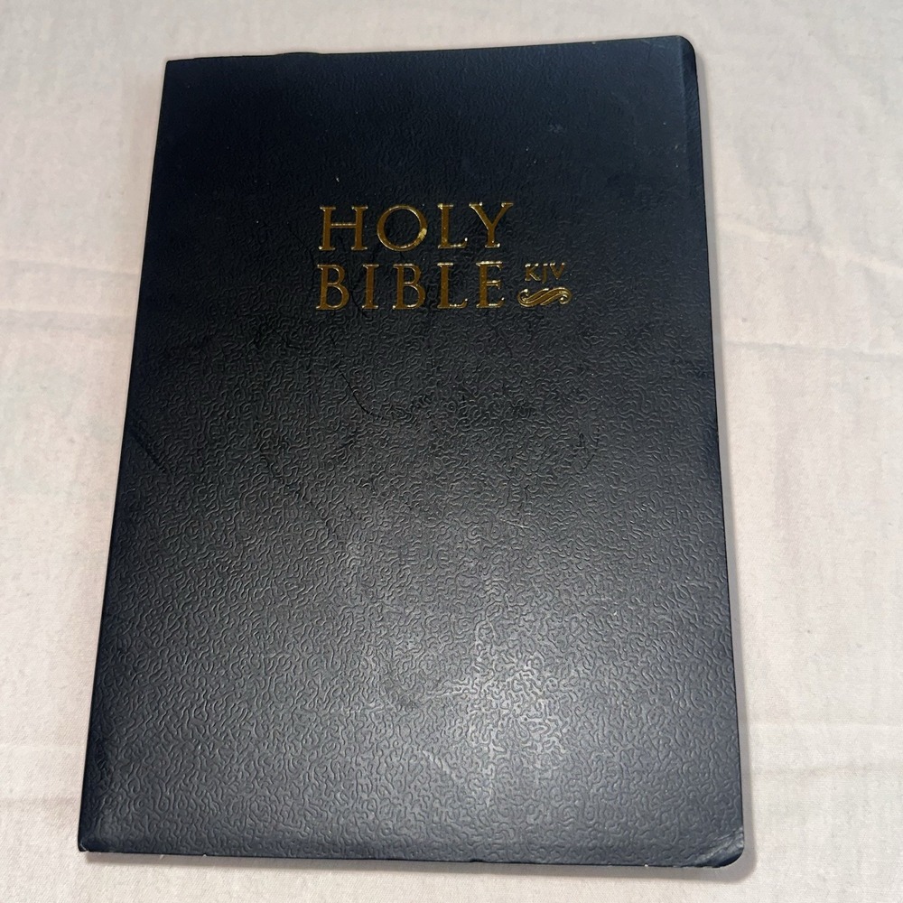 The Holy Bible King James Version Soft Black Cover Small‎ Print EUC